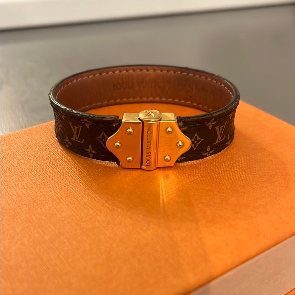 Louis Vuitton Monogram Bracelet with Gold Clasp